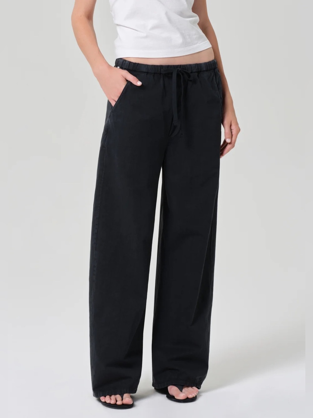Citizens of Humanity Aurora Pull On in Washed Black Wide Leg Pants XS